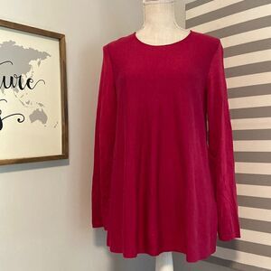 Eileen Fisher Cranberry Long Sleeve Partial Silk Pullover Sweater Size Small